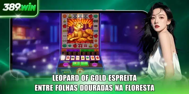 Leopard of Gold espreita entre folhas douradas na floresta