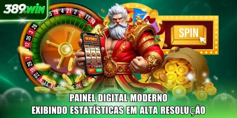Painel digital moderno exibindo estatísticas em alta resolução